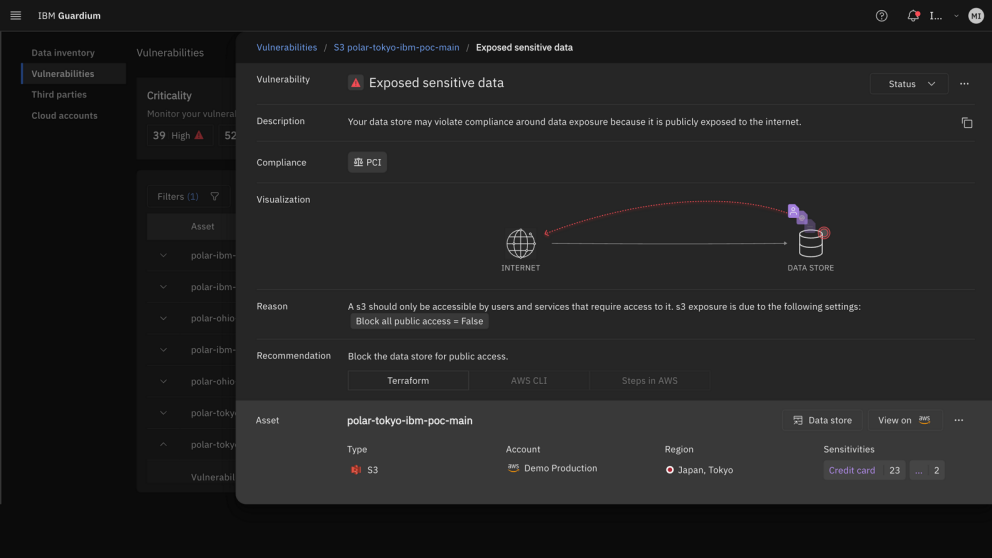 IBM Guardium - Vulnerabilities - Exposed sensitive data