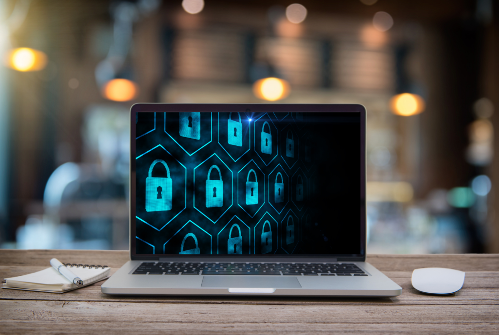 computer monitor with locks showing it is protected