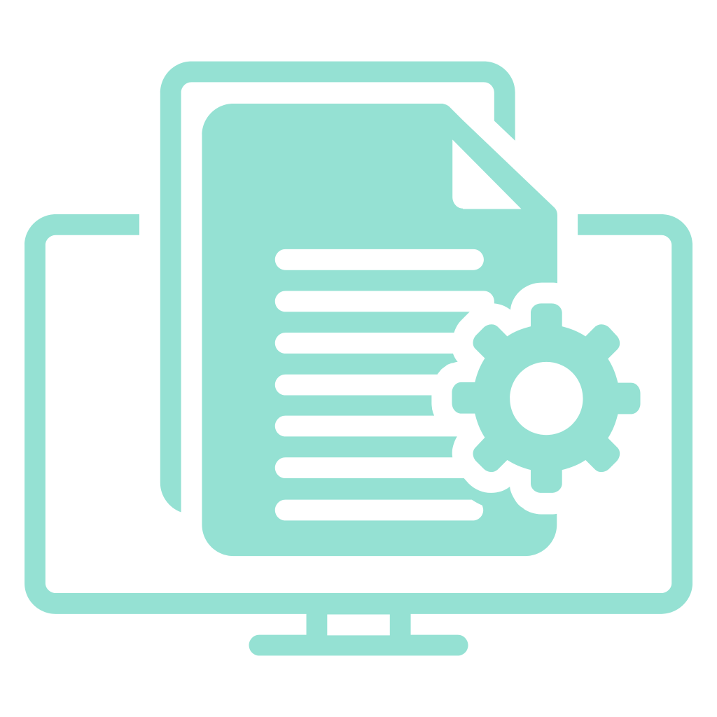a computer system icon with document being controlled
