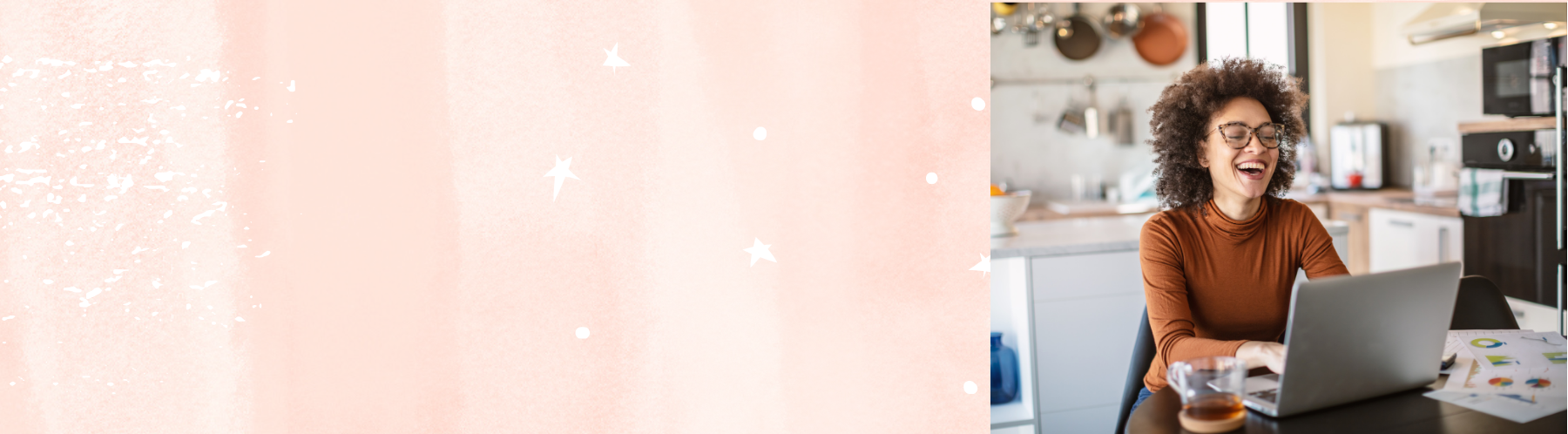 Background of a happy woman working from home