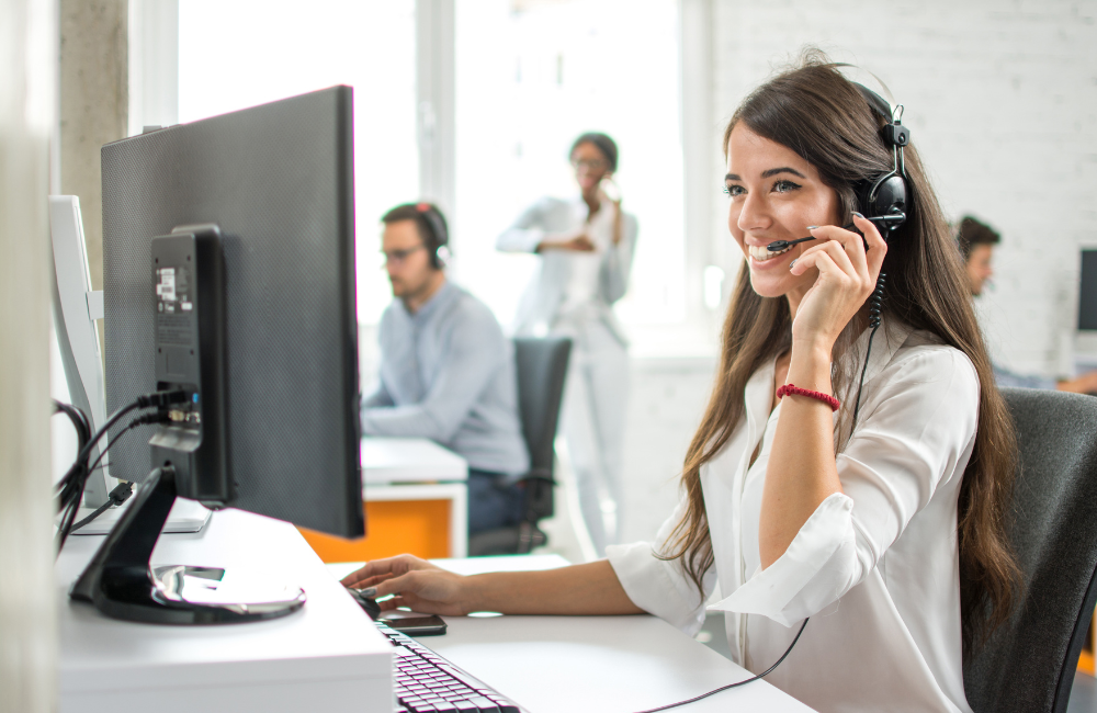 happy customer service team